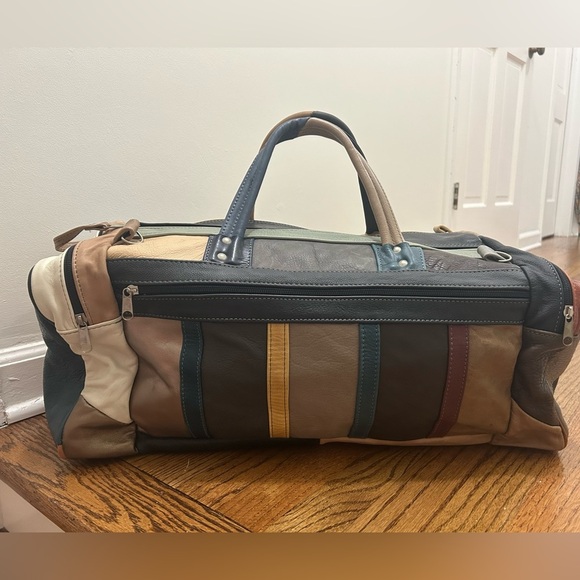 Vintage leather made in Mexico Patchwork duffle bag - Picture 1 of 5